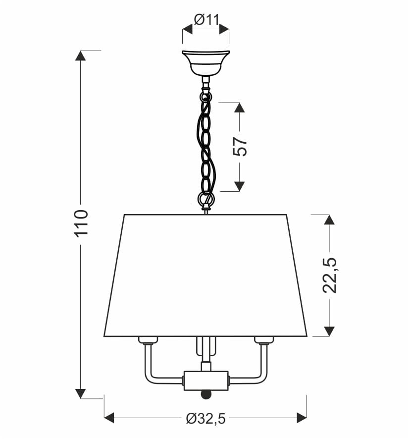 Żyrandol Pasteri 3-punktowy w kolorze czarnym, o prostokątnej kloszowej formie. Wysokość 110 cm, szerokość 32,5 cm. Zawieszony na metalowym łańcuchu, z elementami mocującymi. Idealny do wnętrz w stylu nowoczesnym lub industrialnym.