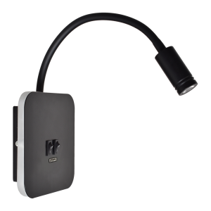 Base LED kinkiet 2-punktowy + USB czarny ML6352