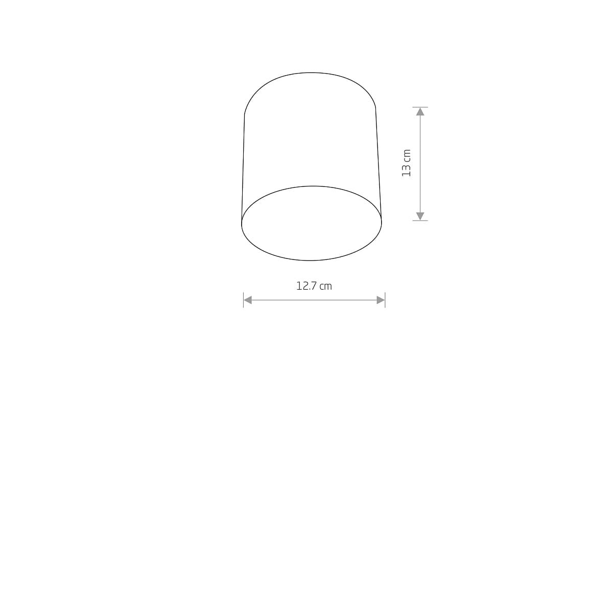 Lampa sufitowa Point Plexi M w kolorze białym, o wymiarach 12,7 cm średnicy i 13 cm wysokości. Prosta, cylindryczna konstrukcja, montowana na suficie, bez widocznych detali dekoracyjnych. Idealna do nowoczesnych wnętrz.