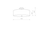 Lampa sufitowa Viviane 3-punktowa w kolorze białym, o średnicy 50 cm i wysokości 30 cm. Posiada okrągły klosz o wysokości 16 cm, montowana sufitowo, idealna do nowoczesnych wnętrz.