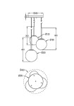 Lampa wisząca Basic form 3-punktowa w kolorze złotym. Składa się z trzech okrągłych kloszy o średnicach 150 mm, 180 mm i 200 mm, zawieszonych na cienkich prętach. Montaż na prostokątnej podstawie o wymiarach 250 mm x 25 mm.