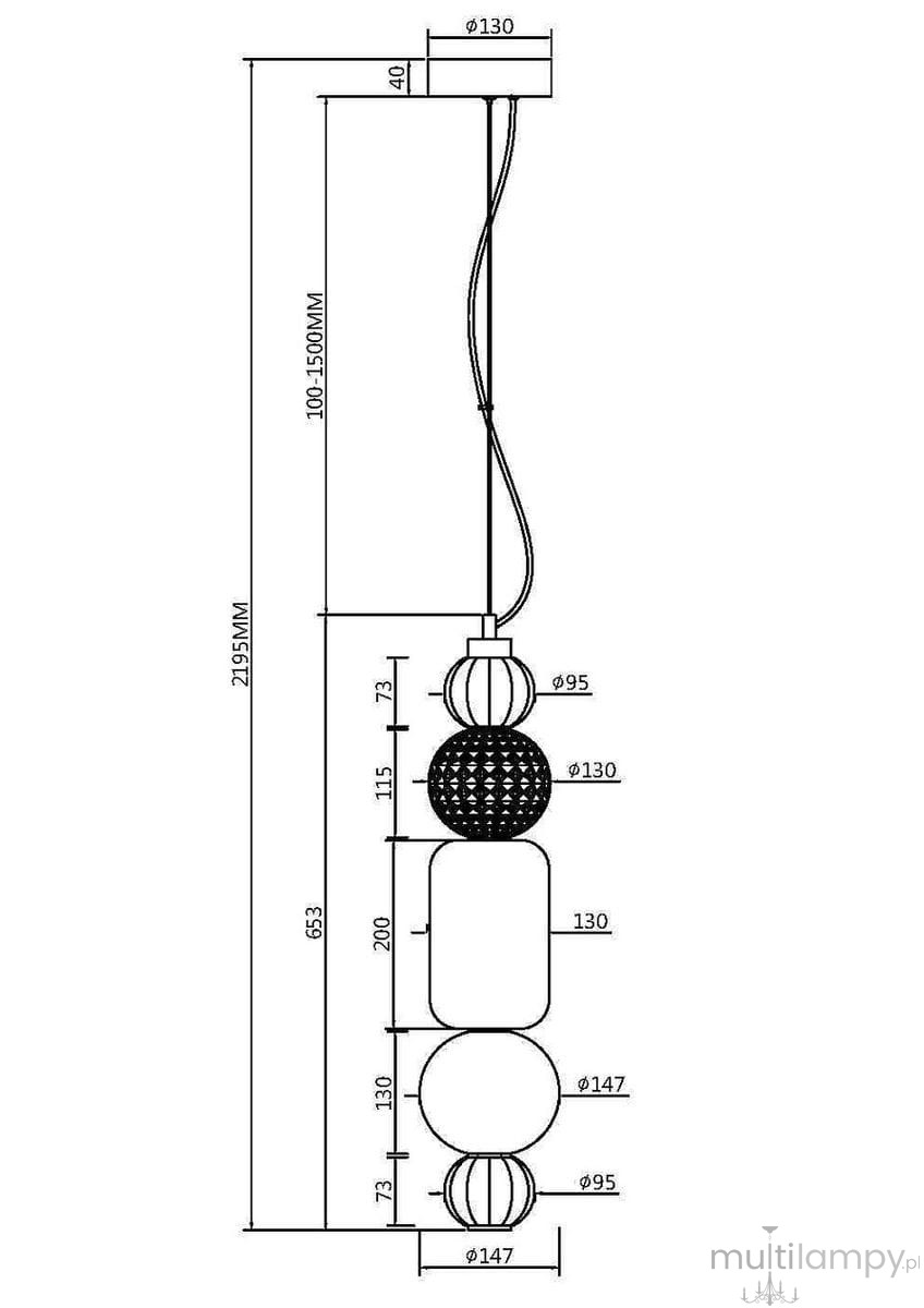 Złota lampa wisząca Collar LED P069PL-L35G3K1 z okrągłym, matowym kloszem oraz dekoracyjnym elementem w kształcie kuli. Wysokość regulowana (100-1500 mm), średnica 130 mm. Prosty, nowoczesny design, idealna do wnętrz.