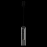 Czarna lampa wisząca 1-punktowa Dynamics MOD326PL-01B z przezroczystym kloszem. Ułożona pionowo, zawieszona na cienkim przewodzie, z metalowym elementem w środku. Prosty, nowoczesny design, idealna do minimalistycznych wnętrz.