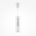 Lampa wisząca Dynamics MOD326PL-01W w kolorze białym, z cylindrycznym kloszem z przezroczystego szkła. Wisi na białym przewodzie, z widoczną źródłem światła wewnątrz. Prosta, nowoczesna forma, idealna do wnętrz.