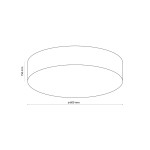Plafon Rondo D60 w kolorze szarym, okrągły, o średnicy 600 mm i wysokości 150 mm. Ujęcie z boku, ukazuje jego prostą formę i elegancki design, idealny do oświetlenia wnętrz.