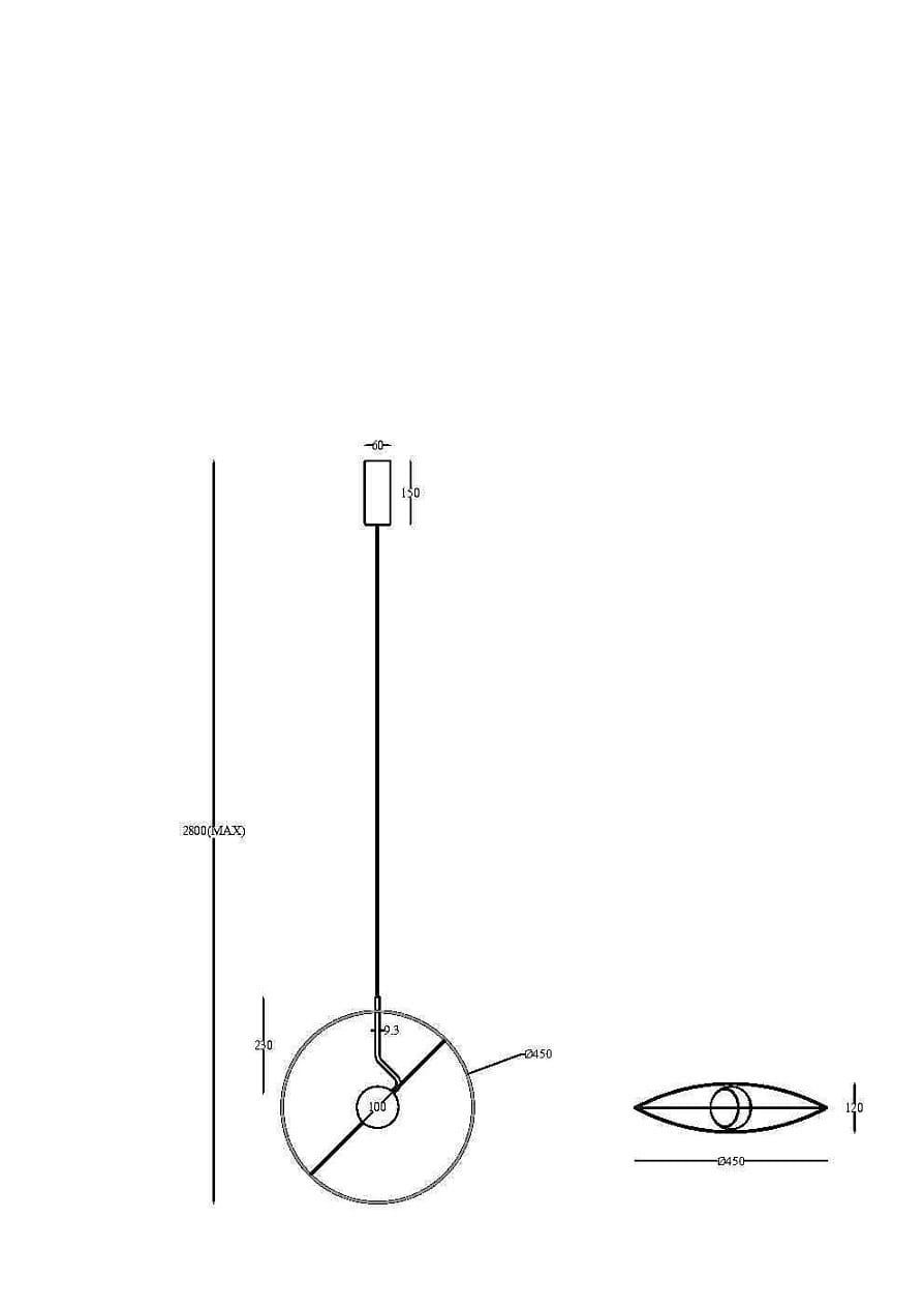 Lampa wisząca Reflex LED 2-punktowa w kolorze białym, z okrągłym kloszem o średnicy 45 cm, zawieszona na cienkim przewodzie. Prosty, nowoczesny design z prostokątnym elementem montażowym. Wysokość regulowana do 280 cm.