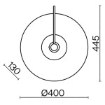 Złoty kinkiet Mare 1-punktowy MOD305WL-01G o okrągłej podstawie o średnicy 400 mm i wysokości 445 mm. Wysokość elementu mocującego wynosi 130 mm. Minimalistyczny design, idealny do nowoczesnych aranżacji wnętrz.
