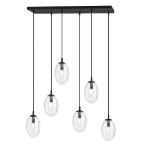 Astral lampa wisząca 6-punktowa czarna/transparentna  1265/6