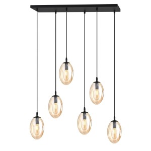 Astral lampa wisząca 6-punktowa czarna/miodowa 1267/6