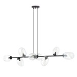 Lampa wisząca Pandora 8-punktowa w kolorze czarnym i przezroczystym. Posiada osiem szklanych kloszy w kształcie owalnym na czarnym stelażu, zawieszona na dwóch cienkich linkach. Idealna do nowoczesnych wnętrz.