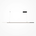 Czarna lampa wisząca LED 2-punktowa Halo MOD005PL-L36BK, o minimalistycznym designie, z prostokątnym kloszem w kolorze czarnym i białym, zawieszona na cienkich linkach, w widoku frontalnym na jednolitym tle.