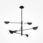 Mollis lampa wisząca 8-punktowa w kolorze czarnym, z metalowymi ramionami i białymi kloszami w kształcie półkul. Zawieszona na długim przewodzie, z centralnym mocowaniem sufitowym, tworzy nowoczesny akcent oświetleniowy.