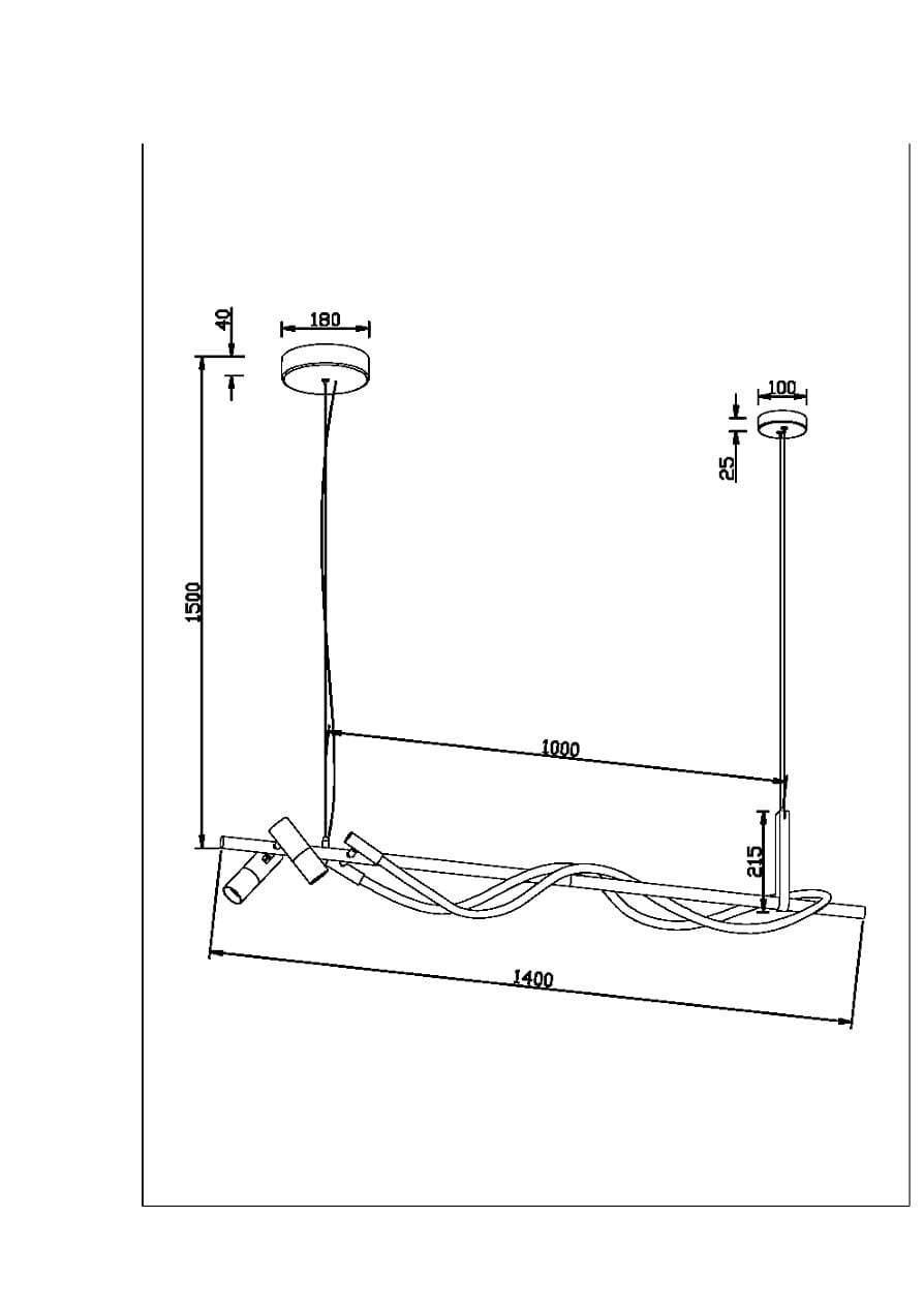 Lampa wisząca Tau LED, 3-punktowa, w kolorze czarnym i złotym. Posiada okrągły sufitowy uchwyt oraz długie przewody. Wymiary: długość 1400 mm, wysokość 500 mm, średnica uchwytu 180 mm. Nowoczesny design, idealna do różnych wnętrz.