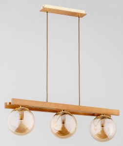 Megi lampa wisząca 3-punktowa złota/drewno 62315