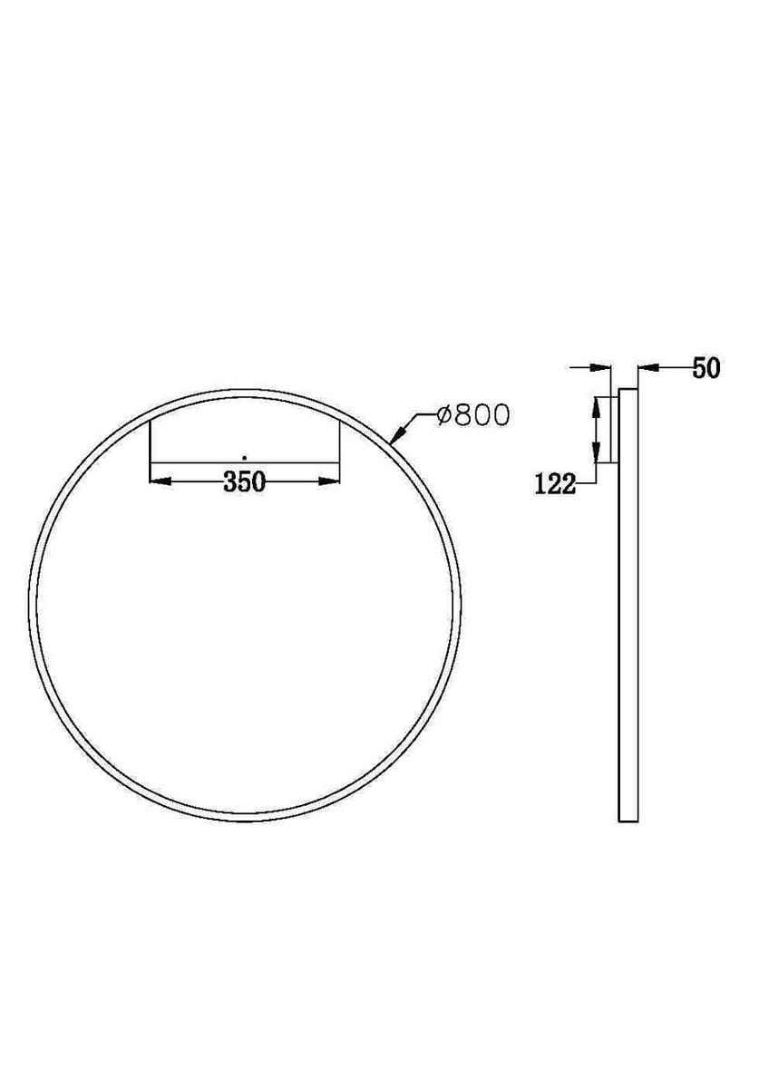Kinkiet Rim D80 LED w kolorze mosiądzu, okrągły, o średnicy 800 mm i grubości 50 mm. Z boku widoczny detal mocowania, idealny do nowoczesnych wnętrz.