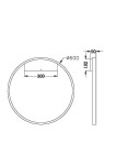 Kinkiet Rim D60 LED w kolorze mosiądzu, okrągły o średnicy 600 mm i grubości 50 mm. Widok z boku i z przodu, z oznaczeniem wymiarów. Minimalistyczny design, idealny do nowoczesnych wnętrz.