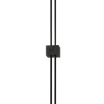 Czarna lampa wisząca LED Supersymmetry, 1-punktowa, z prostym, minimalistycznym designem. Widać przyłącze z logo „M” oraz dwa czarne przewody. Lampa zawieszona w pionie, bez widocznych dodatkowych elementów dekoracyjnych.