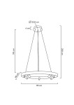 Lampa wisząca Circle 98 LED w kolorze złotym, średnica 98 cm. Posiada 6 punktów świetlnych GU10, zawieszona na cienkich linkach. Wysokość regulowana do 206 cm. Prosty, nowoczesny design, idealna do aranżacji wnętrz.