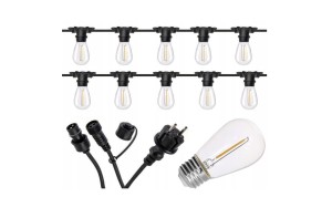 Girlanda ogrodowa 15 m czarna  + 15 żarówek LED E27 1W