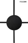 Kinkiet Shadow 4 LED w kolorze czarnym, z centralnym okrągłym elementem oraz czterema prostokątnymi ramionami, zamontowany na białym tle. Prosty, nowoczesny design, idealny do oświetlenia wnętrz.