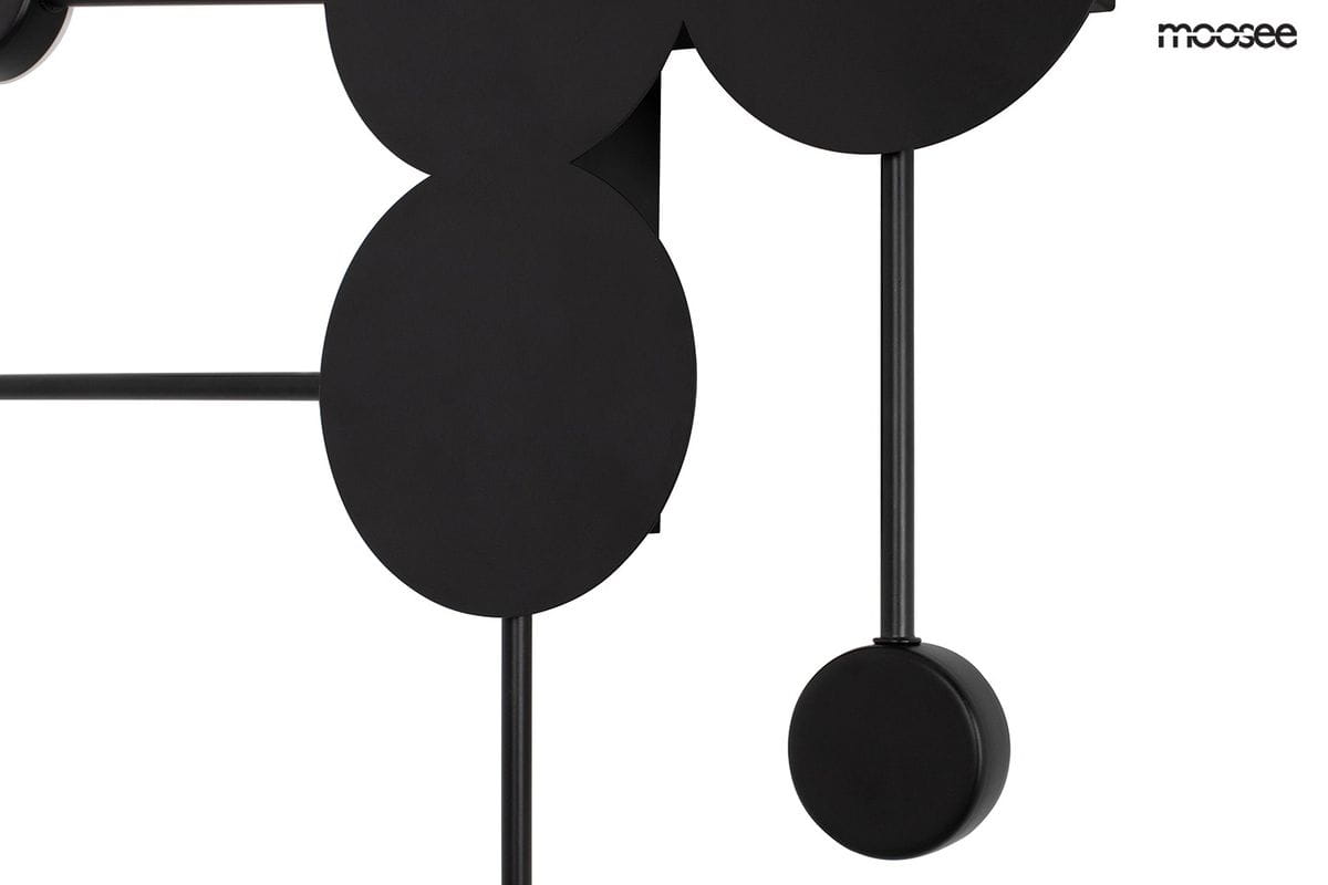 Czarny kinkiet Shadow Multi LED z sześcioma punktami świetlnymi. Produkty mają nowoczesny, geometryczny design z okrągłymi i eliptycznymi elementami. Ujęcie z boku, ukazujące detale konstrukcji oraz teksturę materiału.
