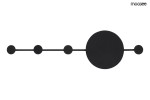 Czarny kinkiet LED Shadow Hang z wieszakiem, o minimalistycznym, geometrycznym designie. Produkt przedstawiony z boku, składa się z prostokątnej podstawy z trzema okrągłymi elementami. Idealny do nowoczesnych wnętrz.