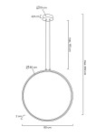 Czarna lampa wisząca Circulo 80 LED o średnicy 80 cm i grubości 2 cm, zawieszona na cienkim przewodzie. Posiada okrągły kształt i montaż sufitowy. Wysokość regulowana do maksymalnie 250 cm.