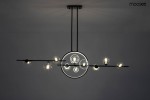 Czarna lampa wisząca Alure Line 120 LED z 11 punktami świetlnymi, z metalowym stelażem i okrągłym elementem w centralnej części. Klosze w formie szklanych kul, montowana sufitowo, w nowoczesnym stylu. Ujęcie z góry.