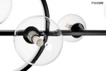 Lampa wisząca Alure Line Twin 90 LED w kolorze czarnym, z 8 przezroczystymi kulistymi kloszami, z źródłami światła G9. Produkt zawieszony na prostokątnej, metalowej konstrukcji, ukazany z bliska, skupiający się na detalach mocowania i źródeł światła.