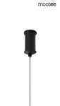 Czarna lampa wisząca Shape 90 LED, jedno punktowa, z metalowym mocowaniem i szarym przewodem. Ujęcie z dołu, ukazujące detal mocowania do sufitu. Prosty design, idealna do nowoczesnych wnętrz.