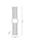 Pilar kinkiet 2-punktowy w kolorze złotym, o wysokości 49 cm i szerokości 12 cm. Produkt ma prosty, cylindryczny kształt z pionowymi żłobieniami oraz ozdobnym elementem w centralnej części. Ułożony w pozycji pionowej, na białym tle.