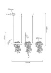 Lampa wisząca Plant LED, czarna, 2-punktowa. Wymiary: 120 cm długości, 47 cm wysokości, 15 cm średnicy podstawy, 22 cm średnicy klosza. Dwa ramiona z roślinnymi dekoracjami. Prosty design, idealna do nowoczesnych wnętrz.