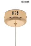 Złota lampa wisząca Butterfly S LED, 1-punktowa, z okrągłym, błyszczącym kloszem i zwisem. Widoczny mechanizm mocowania oraz przegotowanie do instalacji. Prosta, elegancka konstrukcja, idealna do nowoczesnych wnętrz.