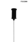 Czarna lampa wisząca Rage LED z 3-punktowym zawieszeniem, widok od góry. Posiada cylindryczny element mocujący z matowego tworzywa oraz stalowy przewód. Przeznaczona do nowoczesnych aranżacji wnętrz.