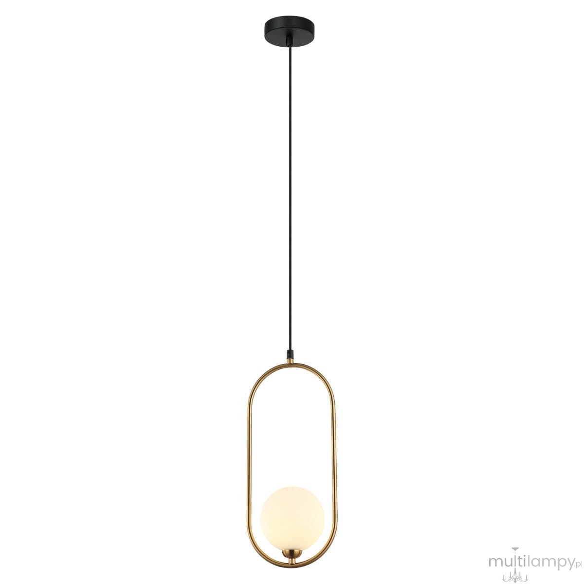 Lampa wisząca Lupus 1-punktowa w antycznym brązie z białym kloszem. Okrągły klosz umieszczony w metalowym, owalnym ramieniu. Produkt wisi na cienkim czarnym przewodzie, z mocowaniem sufitowym w kolorze czarnym.