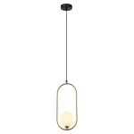Lampa wisząca Lupus 1-punktowa w antycznym brązie z białym kloszem. Okrągły klosz umieszczony w metalowym, owalnym ramieniu. Produkt wisi na cienkim czarnym przewodzie, z mocowaniem sufitowym w kolorze czarnym.