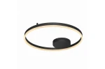 Czarna lampa sufitowa Halo D60 LED z okrągłym, płaskim kloszem, emitującym ciepłe światło. Zawieszona w pozycji poziomej, z centralnym mocowaniem. Nowoczesny design, idealna do salonów i sypialni.