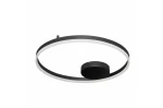 Czarna lampa sufitowa Halo D60 LED w formie okręgu, z centralnym źródłem światła. Kształt minimalistyczny, z matowym wykończeniem. Widoczny czarny element mocujący w środku oraz biała obręcz. Produkt zamontowany na suficie, widok z dołu.
