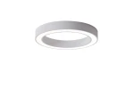 Biały plafon LED Marco D60 z regulacją barwy światła 3000-6500K, okrągły kształt, zintegrowane diody, widoczny pilot do zdalnego sterowania, montowany sufitowo, z elegancką, gładką powierzchnią.