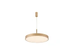 Złota lampa wisząca Marcello D60 z regulacją temperatury barwowej 3000-6500K, zawieszona na cienkim przewodzie. Okrągła, matowa obudowa z białym kloszem, montowana sufitowo. Dołączony pilot do zdalnego sterowania.