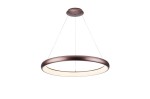 Brązowa lampa wisząca LED Antonio D81, regulowana w zakresie 3000-6500K, z okrągłym, matowym kloszem i pilotem. Produkt zawieszony na cienkich linkach, z widoczną podstawą montażową. Idealna do nowoczesnych wnętrz.
