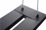 Czarna lampa wisząca LED 2-punktowa Flash 160 z dwoma kwadratowymi panelami. Ujęcie z góry, pokazujące detale mocowania i linki. Powierzchnia matowa, minimalistyczny design, idealna do nowoczesnych wnętrz.