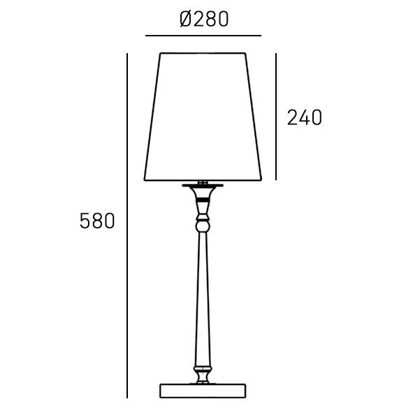 Lampa stołowa Austin 1-punktowa, złota, z abażurem o średnicy 28 cm i wysokości 24 cm. Stojąca na podstawie, z cienką, prostą nogą o wysokości 58 cm. Elegancka forma o klasycznym designie, idealna do różnych aranżacji wnętrz.