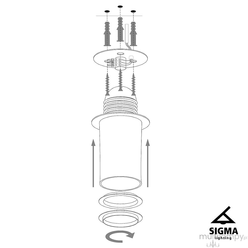 Lampa sufitowa Solaris S, 1-punktowa, w kolorze srebrnym i czarnym. Przedstawia konstrukcję lampy z widocznymi elementami montażowymi oraz okrągłym kloszem. Ujęcie z boku ukazuje sposób instalacji oraz detale mocowania.