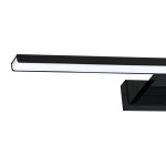 Kinkiet Shine LED IP44 w kolorze czarnym, o długości 60 cm i mocy 13,8W. Prosty, prostokątny design z matowym, białym kloszem, zamontowany na ścianie w poziomie. Idealny do oświetlenia wnętrz w wilgotnych warunkach.