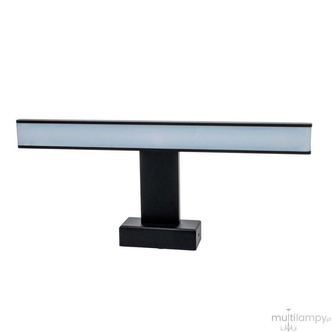 Kinkiet Shine LED IP44 w kolorze czarnym, z prostokątnym kloszem w odcieniu białym. Ułożony poziomo, z podstawą w kształcie kwadratu. Idealny do łazienek lub na zewnątrz. Wymiary: 30 cm, moc 7W.