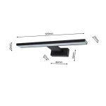 Czarny kinkiet LED Shine IP44 o wymiarach 300mm x 10mm x 25mm, montowany na ścianie. Prosta, prostokątna forma z matowym wykończeniem i białym kloszem. Widoczne mocowanie o wymiarach 80mm x 35mm. Idealny do wnętrz i na zewnątrz.