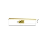 Kinkiet Shine LED IP44 w złotym kolorze o długości 60 cm i wysokości 4 cm. Prostokątny, minimalistyczny kształt z mocowaniem na ścianę. Wymiary wskazują na elegancki design, idealny do nowoczesnych wnętrz.