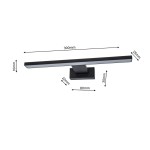Czarny kinkiet Shine LED IP44 o długości 300 mm i wysokości 10 mm. Posiada prostokątną, płaską konstrukcję z montażowym podstawą o wymiarach 80 mm x 35 mm. Idealny do użytku wewnętrznego i zewnętrznego.