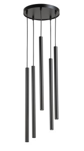 Sopel Koło lampa wisząca 5-punktowa czarna 33625